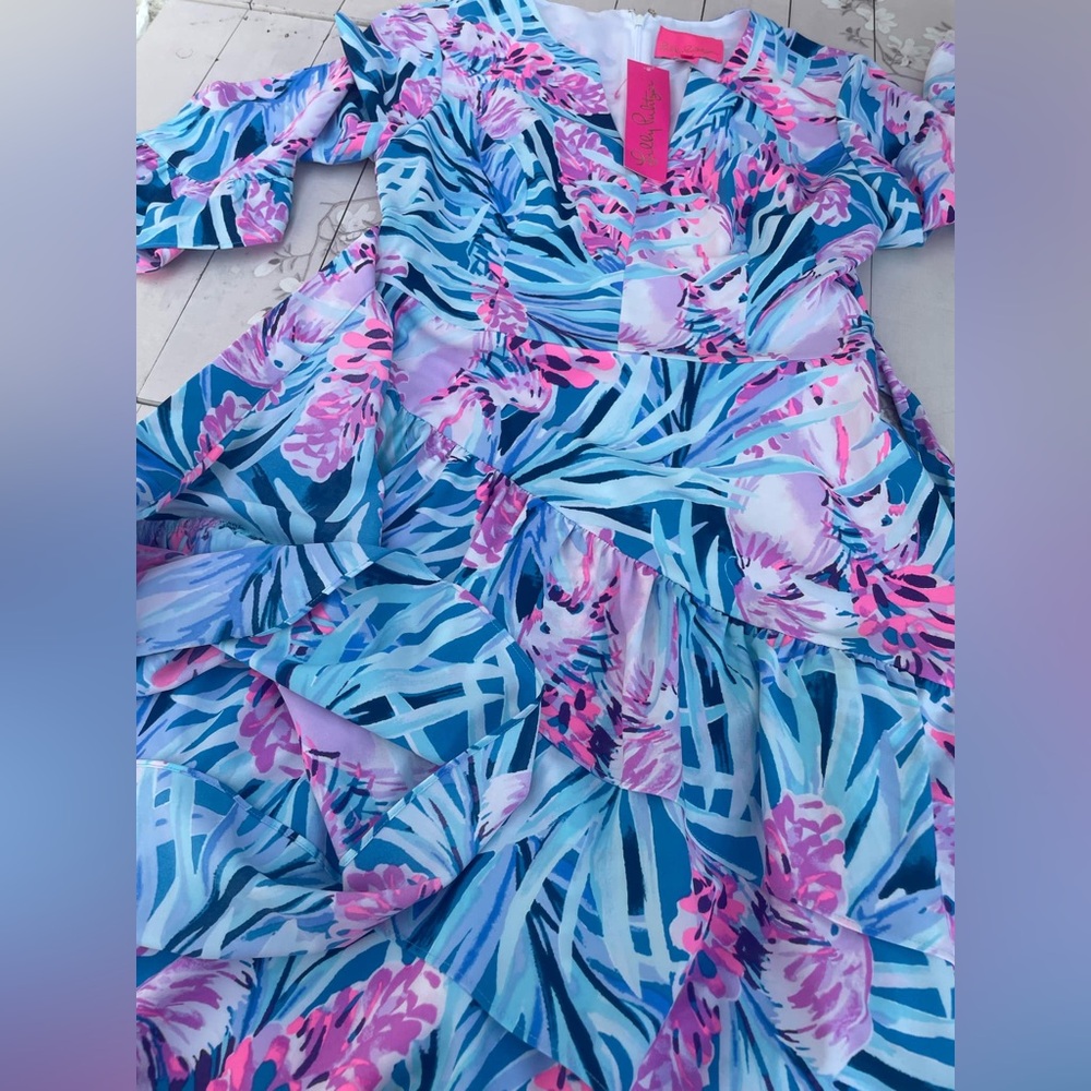 Lilly Pulitzer Blue and Pink Tropical Dress - Picture 3 of 8